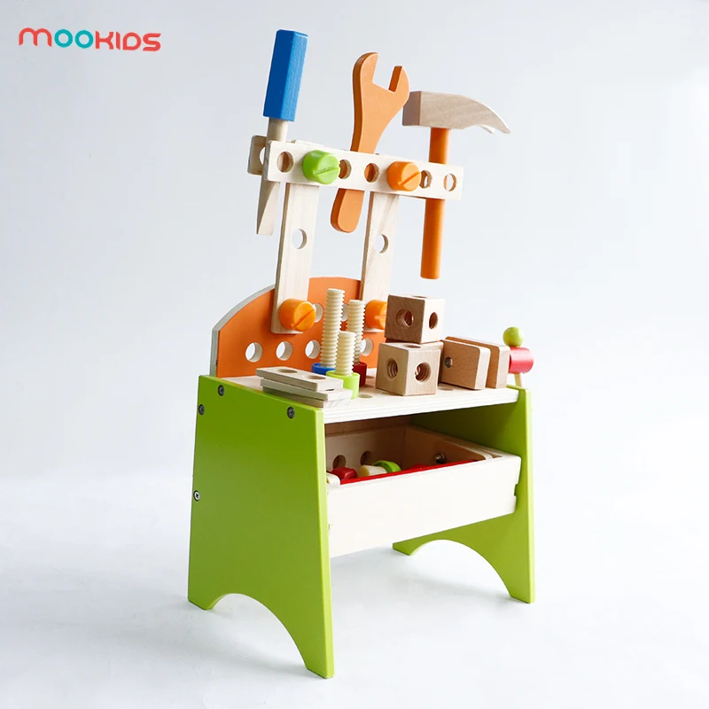 Mookids Games Workshop Wooden Tool Box Table Work Bench Workshop