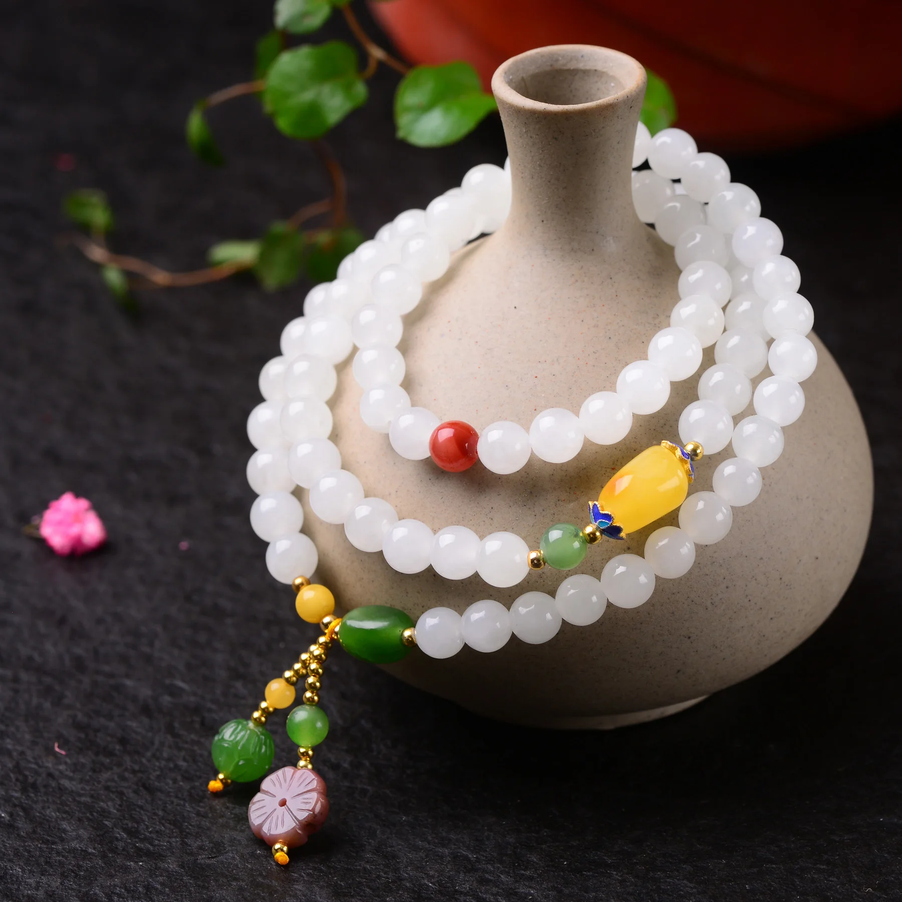 

Handmade Authentic Hetian Crystal Beads Bracelets 6.5mm