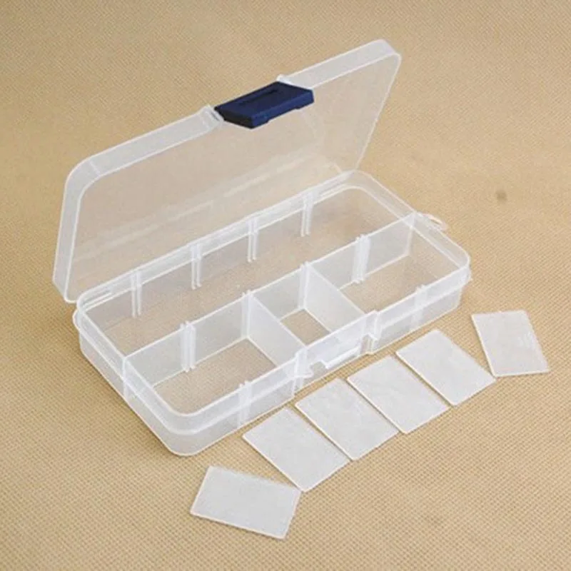 

LINSBAYWU Plastic 10 Slots Adjustable Jewelry Storage Box Case Craft Organizer Beads