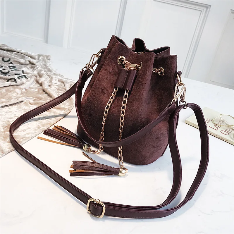 Meloke 2019 عالية الجودة المرأة الجلد المدبوغ حقائب كتف شرابة دلو أكياس للفتيات crossbody أكياس المرأة حقيبة sac فام M337