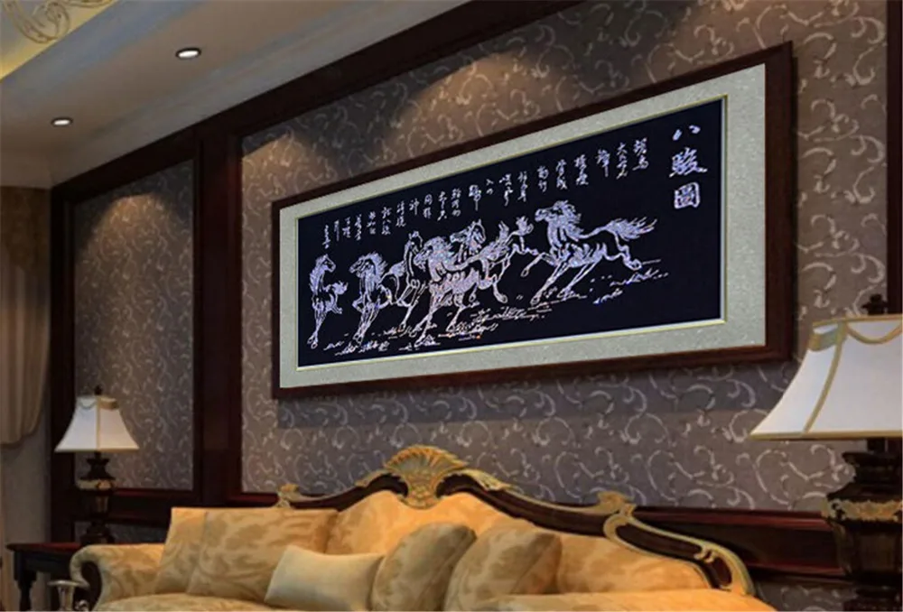 The new 5D diamond painting wholesale 8 Horses 105*56 Hand Diy Diamond