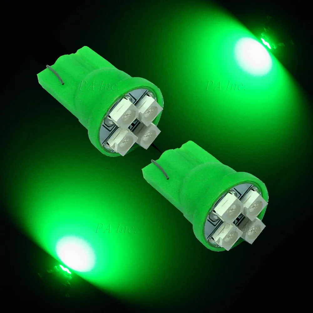 

PA LED 10PCS x T10 #555 4SMD 3528 Auto Car Lamp License Plate Light LED Bulb for Pinball Machine 12V Color GREEN