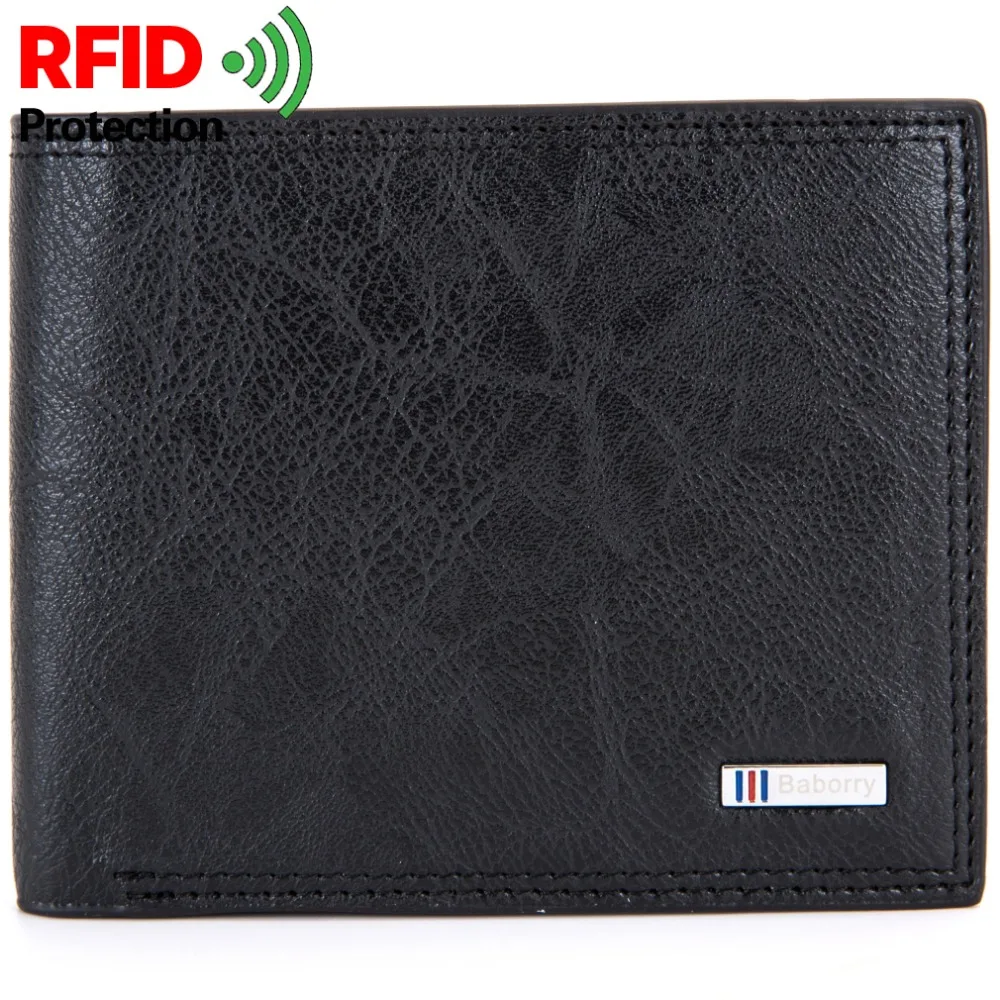 

Fashion Antitheft Men Vintage Credit Card Holder Blocking Rfid Wallet Leather Unisex Security Information Aluminum Metal Purse