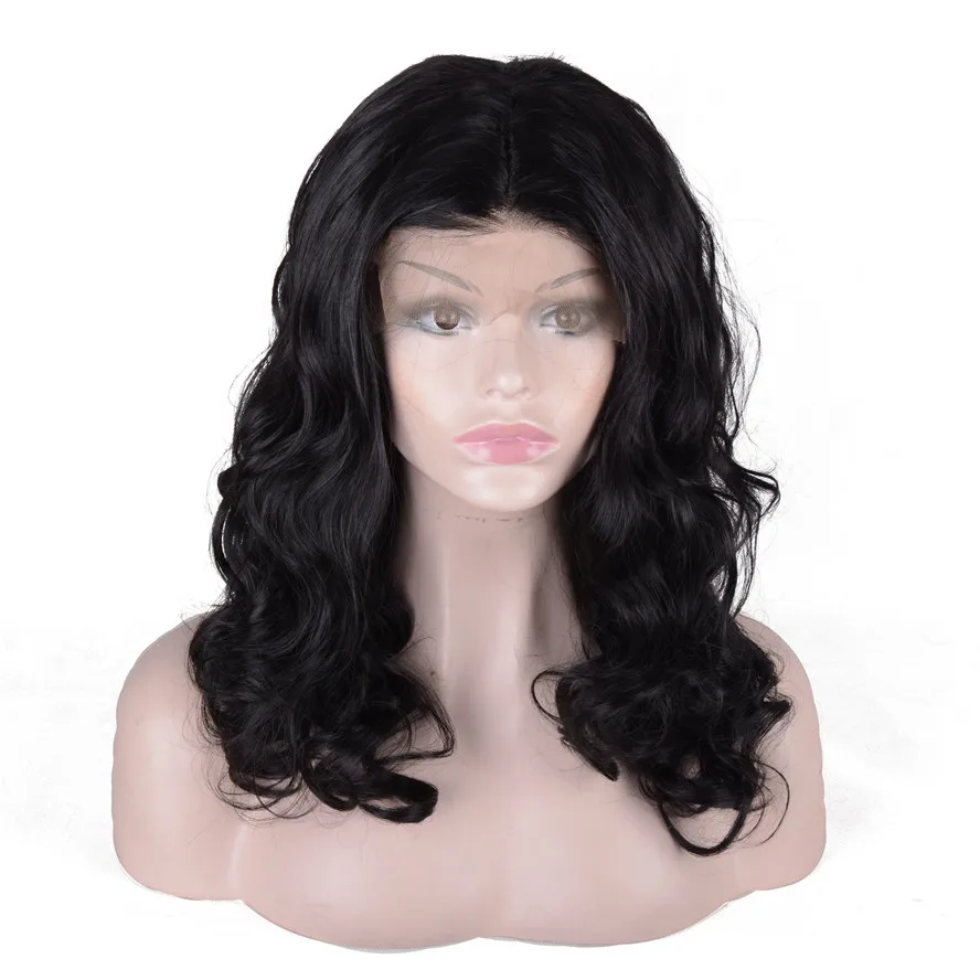 StrongBeauty Synthesis Lace Front Wigs Long Black Wavy Hair Synthesis