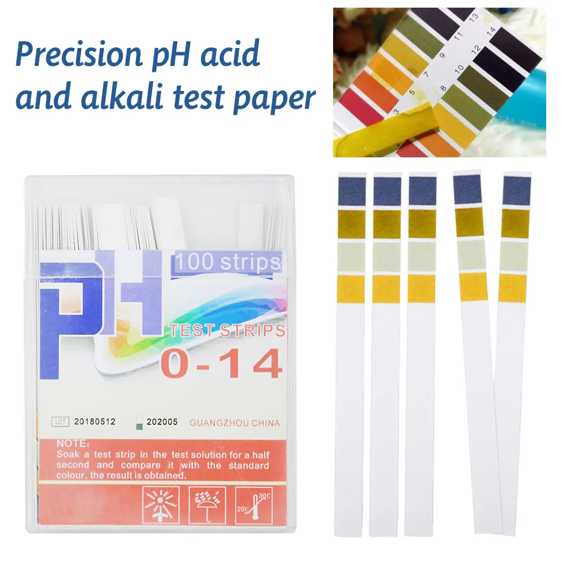 

100 Strips Test Paper 0-14 PH Test Strip Alkaline Acid Indicator Paper Universal Lab Test Paper For Liquid Soil Measuring