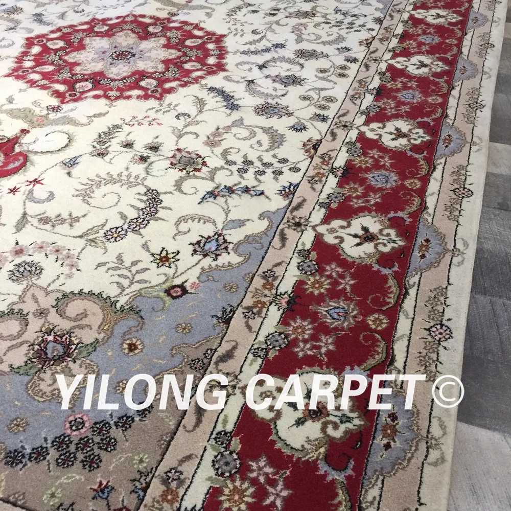 Yilong 5'x8 ручной работы белый персидский Ковры красный Восточный медальон шелк шерсть Ковры (wy2035s5x8)