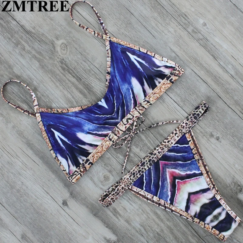 

ZMTREE 2017 Women Colorful Striped Bikini Bandeau Thong Brazilian Bikinis Set Swimsuit Beach Wear Swimwear Bathing Suit Biquini