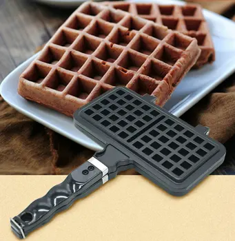 

gas heat 2 grid waffle pan Non-Stick Cooking Surface mini waffle plate square waffle maker teflon baking die breakfast