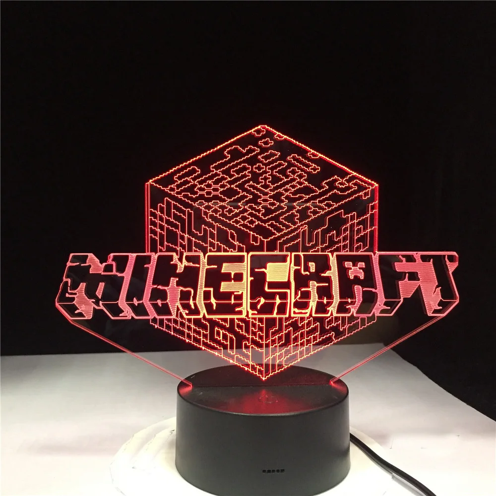 

Kids Led Night Lamp Minecraft Nightlight for Children Bedroom Decorative 3d Lamp Best Birthday Gift Usb Led Night Light for Boys