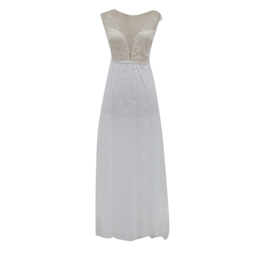 Женское вечернее платье на бретельках, свадебное, с v-образным вырезом, элегантные вечерние, с кружевами, сплошное, белое, макси платье, халат, longue femme ete#2A29