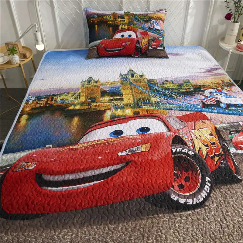 3D Lightning McQueen автомобили Постельное белье Twin Размеры покрывала для мальчиков покрывала для детей Спальня украшения подушки Чехол Детская домашняя