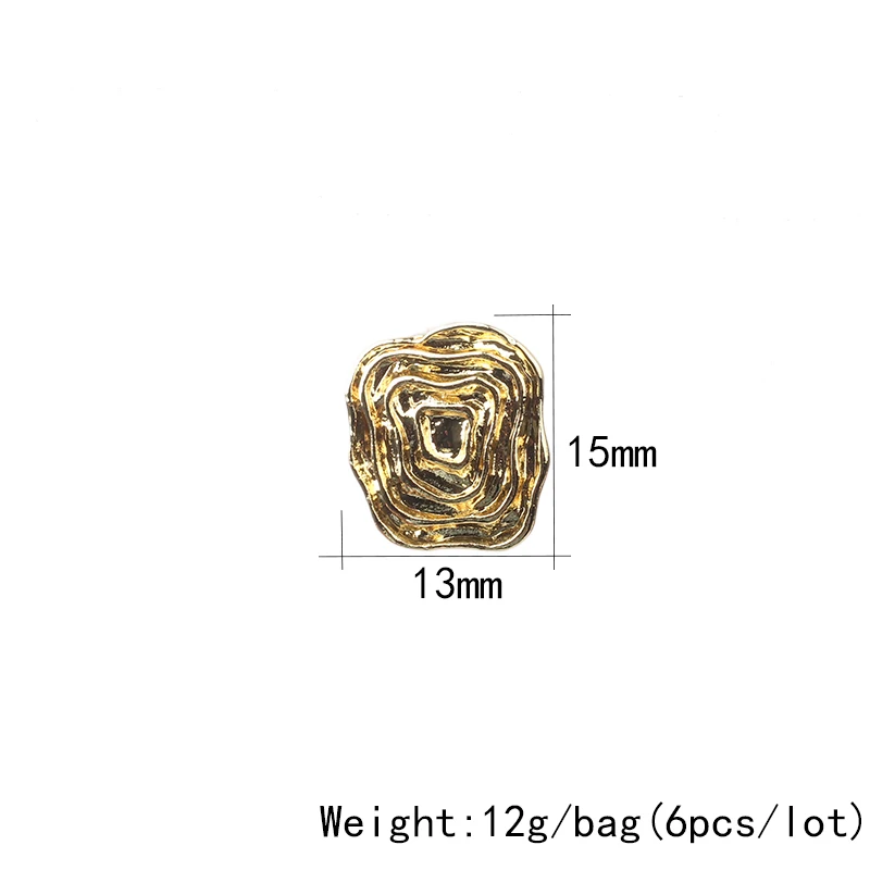Цинковый сплав золотой геометрический 3D серьги База серьги разъем 13*15 мм 6 шт./лот для DIY решений преувеличены серьги аксессуары