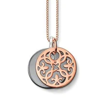 Hematite Disco Arabesque TS 925 Plata Esterlina de Oro Rosa Colgante Gargantillas Collares y Colgantes, Thomas Estilo de La Joyería para Las Mujeres