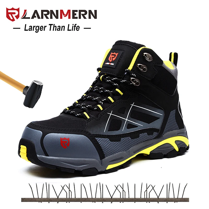 LARNMERN Mens Steel Toe Work Safety Shoes Lightweight Breathable Anti ...