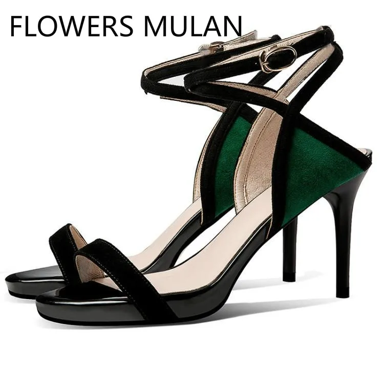 

Fashion Mixed Color Suede Platform Sandals Suede One Buckle Luxury Shoes Women Designer Peep Toe Ankle Buckle Gladiators Brand