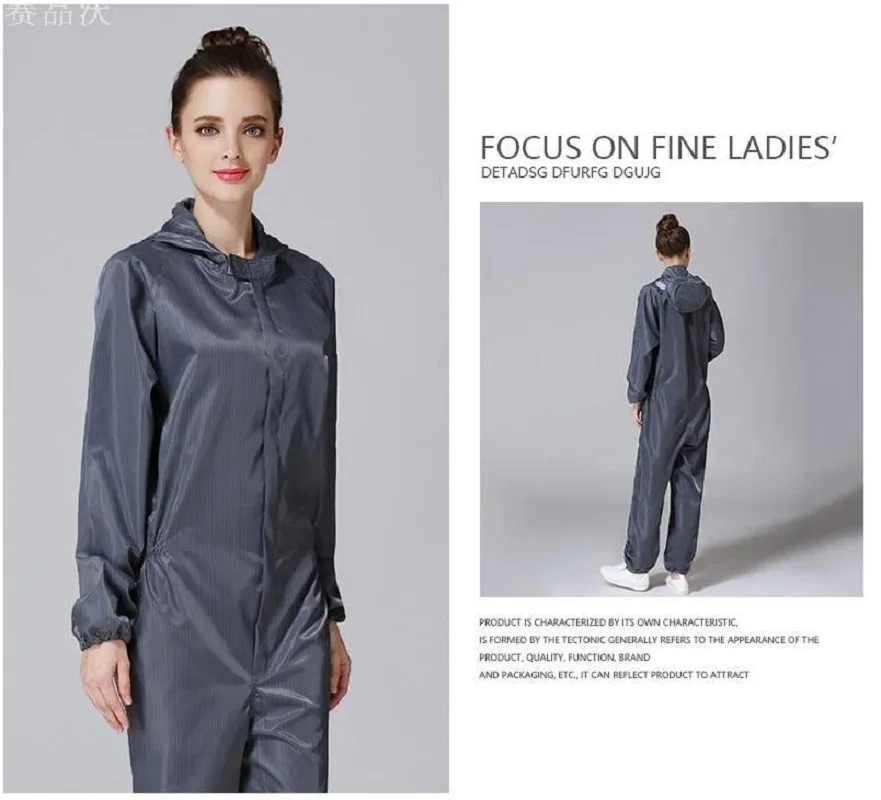 S-4XL Men Work Siamese anti-static protective clothing hooded factory dust-free painting workshop blue dust-proof overalls