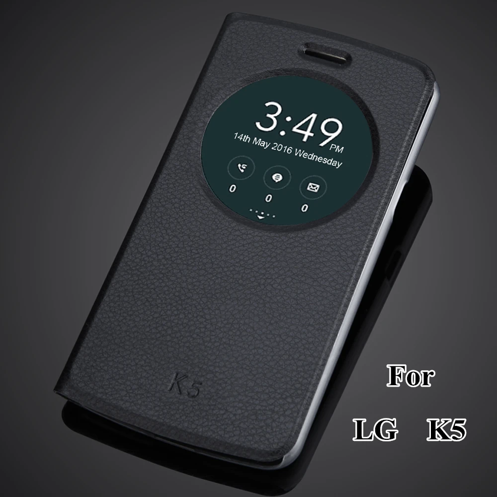 

K5 Luxury Capas View Window case for LG K5 X220 X220DS Q6 5.0" K 5 Shell super thin flip cover leather LG K5 LTE case Capa Para