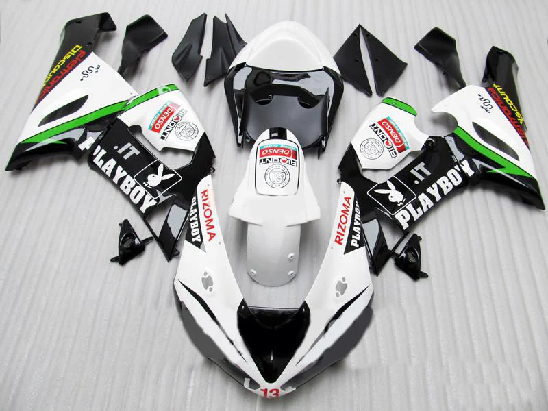 

Custom Motorcycle Fairing kit for KAWASAKI Ninja ZX6R 636 05 06 ZX 6R 2005 2006 ABS Top white black Fairings set+Gifts KC78