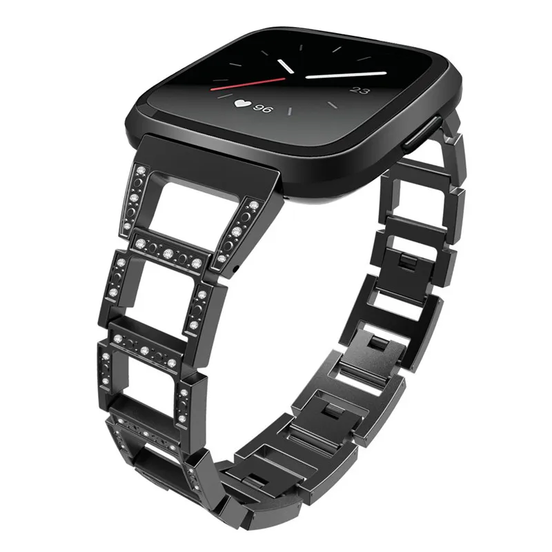 

Luxury Crystal Strap For Fitbit Versa Women Smart Watch Band Stainless Steel Bracelet Straps Metal Buckle Replacement Wrist Band
