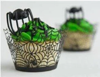 

500pcs/lot Spider Web Design Laser Cut Cake Paper Wrapper Biscuit Snack Surrounding Edge Snack Bar Favors wc502