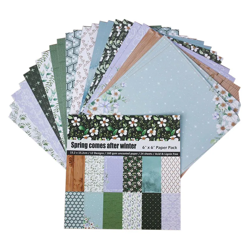 

Card Making Scrapbook Paper Craft Fashion 24 Sheets Spring Flower Single-Side Scrapbooking Pads Paper Origami Background Paper