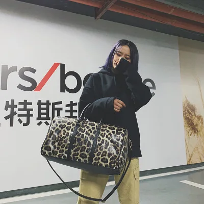 

Fashion Women Sling Shoulder Handbag Large Capacity Leopard Crossbody Travel Bags PU Leather Weekend Duffel Messenger Bag Bolsas