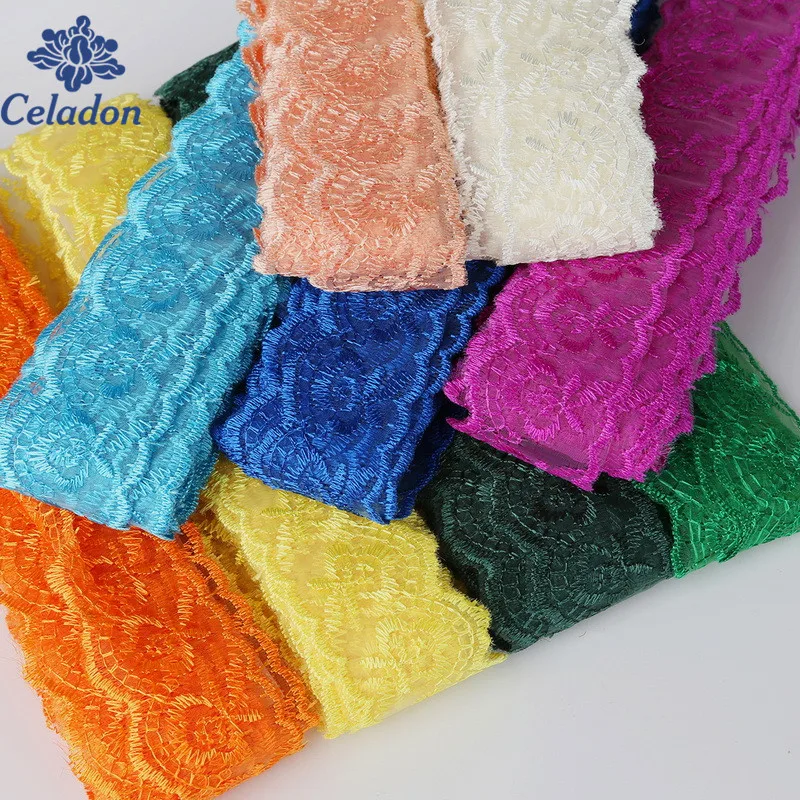 

Trim Width 40mm 10 yards/lot Lace Embroidered Net Lace Trim For Sewing DIY Decoration Clothes