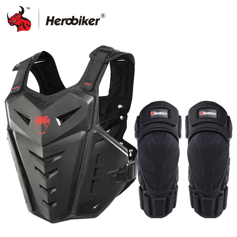 HEROBIKER Motorcycle Armor Vest Motorcycle Protection Motorcycle Riding Chest Armor Motocross Racing Vest & Motorcycle Knee Pads