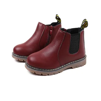 

New Girls Martin Boots Boys Shoes Spring Autumn Pu Leather Children Boots Fashion Toddler Kids Single Boots Martin Boots A613