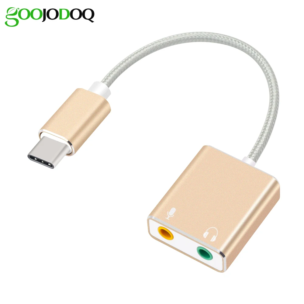 GOOJODOQ 7,1 внешняя звуковая карта Usb type C для Macbook Pro Air USB C 3,5 мм аудио разъем для наушников микрофонный адаптер USB-C звуковая карта