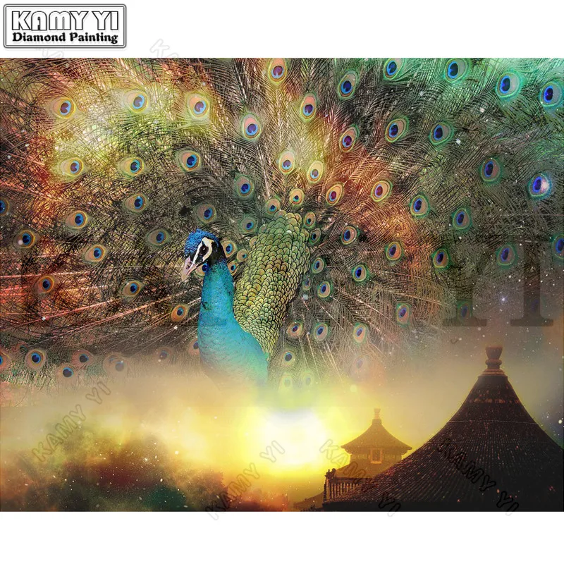 

3D Rhinestone Painting Crystal Decor DIY Diamond Painting Cross Stitch "Wonderland Peacock" Pattern Diamond Embroidery Crafts