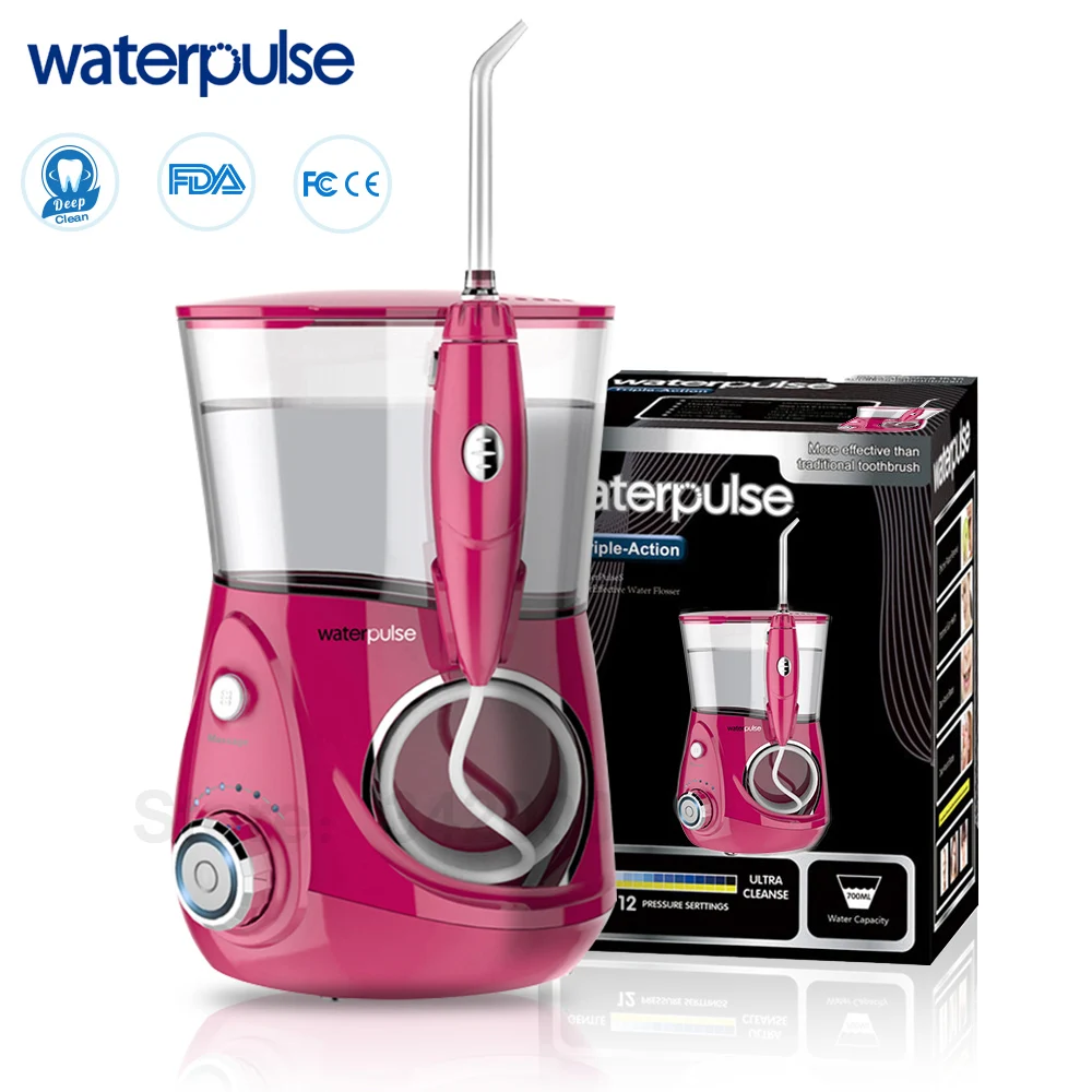 Waterpulse V660R ирригатор Стоматологическая воды Flosser для Семья Ирригатор для полости рта 700 мл Ёмкость Чистый Массаж Функция с 5 Nozzels и коробка капельный полив ирригатор полости рта