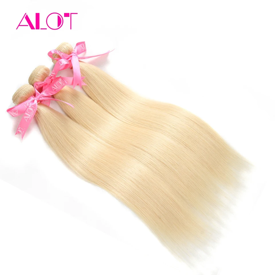 ALOT бразильские человеческие волосы ткачество 613 медовые светлые прямые волосы пучки 1 шт. не Реми пучки волос 12-24 дюйма можно купить 3-4 пучка