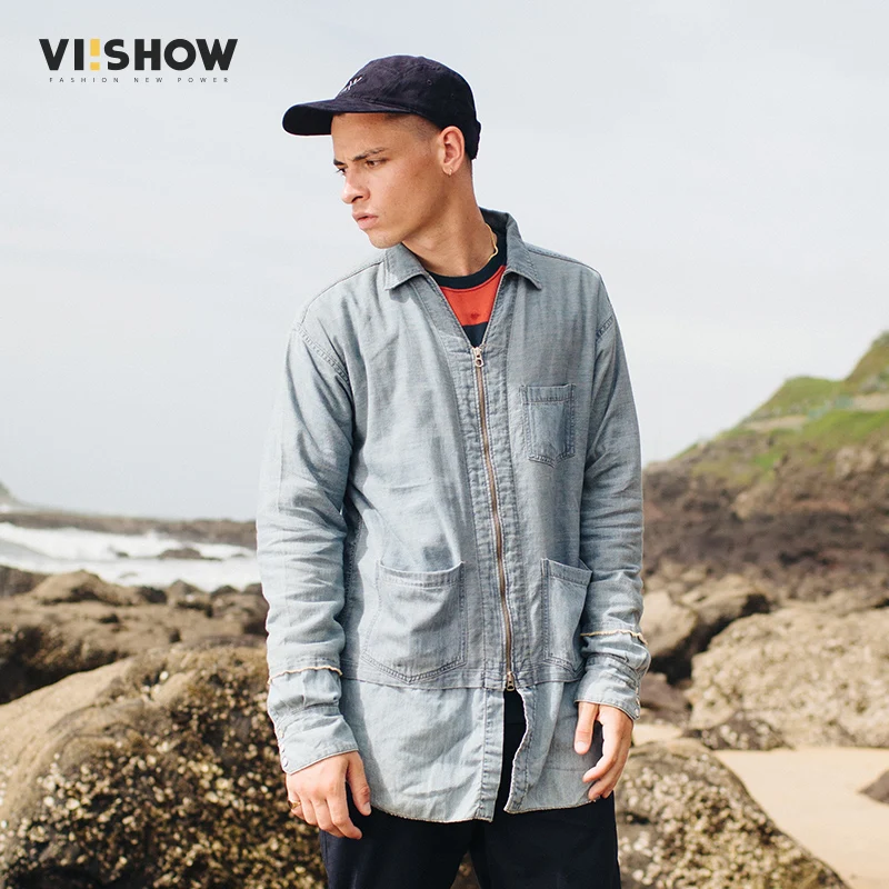 denim shirt with zipper