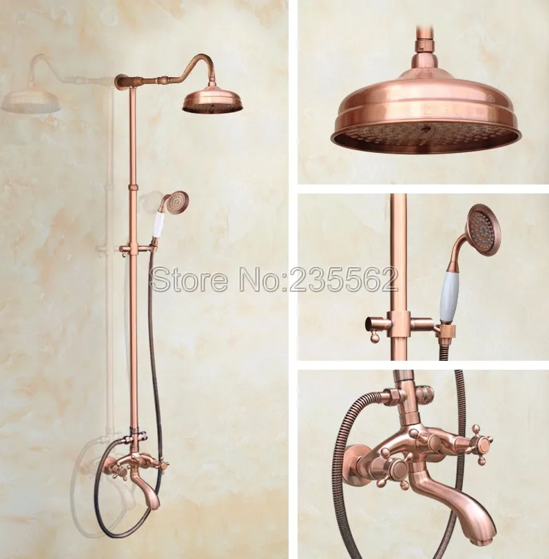 

Rainfall Antique Red Copper Bathroom Bathroom Rain Shower Faucet Set Cold and Hot Water Bathtub Mixer Tap Wall Mounted lrg605