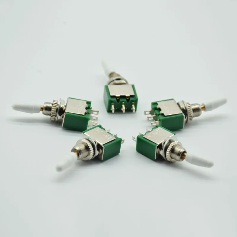 5 шт. 3 контакта 2 положения 6 мм 2A 250 в SPDT штатив тумблер KNX белая шляпа|Выключатели| |