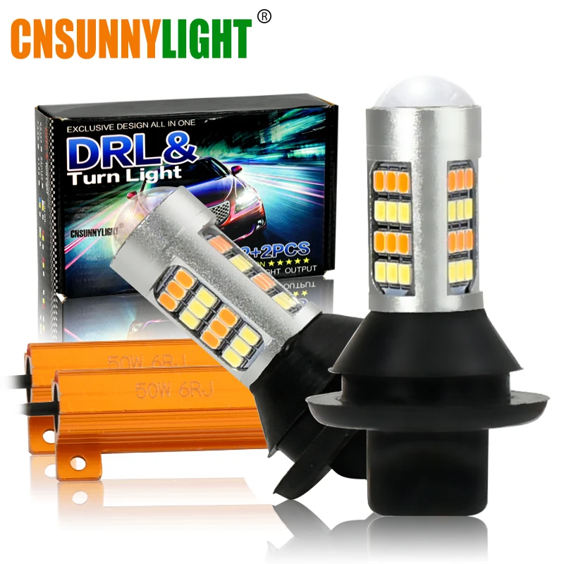 CNSUNNY светильник CANBUS Ba15s BAU15S 1156 P21w T20 W21W 7440 светодиодный передний указатель поворота дневной ходовой светильник двойной режим без ошибок DRL лампа