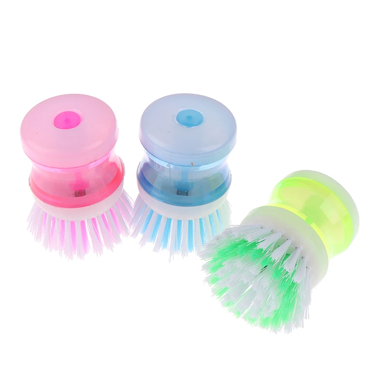 1pc Kitchen Washing Utensils Pot Dish Brush With Washing Up Liquid Soap Dispenser