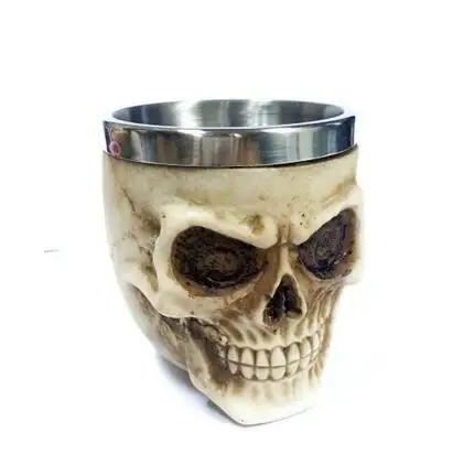 Unusual Stainless Steel Gothic Party Creative Drinking Glass 3D Skull Skeleton Punk Style Wine Glasses Whiskey Cups - Цвет: B