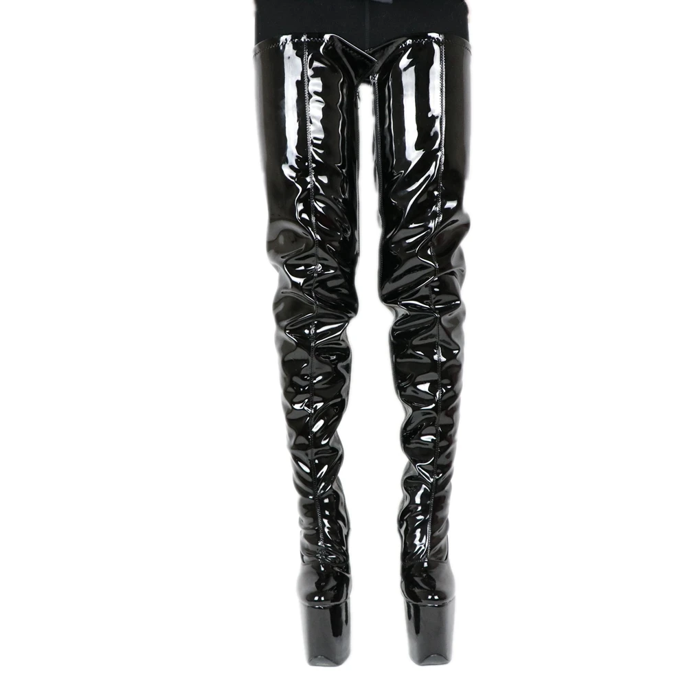 Sorbern промежность высокие сапоги до бедра женские черные 20 см блочный каблук Пользовательские ноги длина сапоги на платформе женские пикантные фетиш