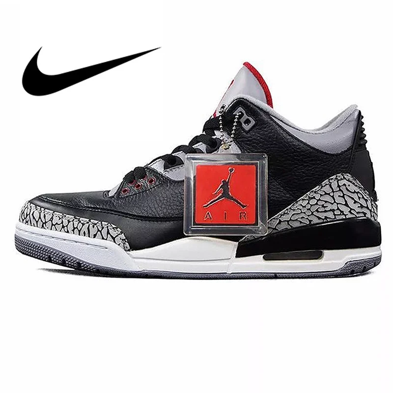 

Nike Air Jordan 3 Black Cement AJ3 Men 's Basketball Shoes Sport Outdoor Sneakers Athletic Designer Footwear 2018 New 854262-001