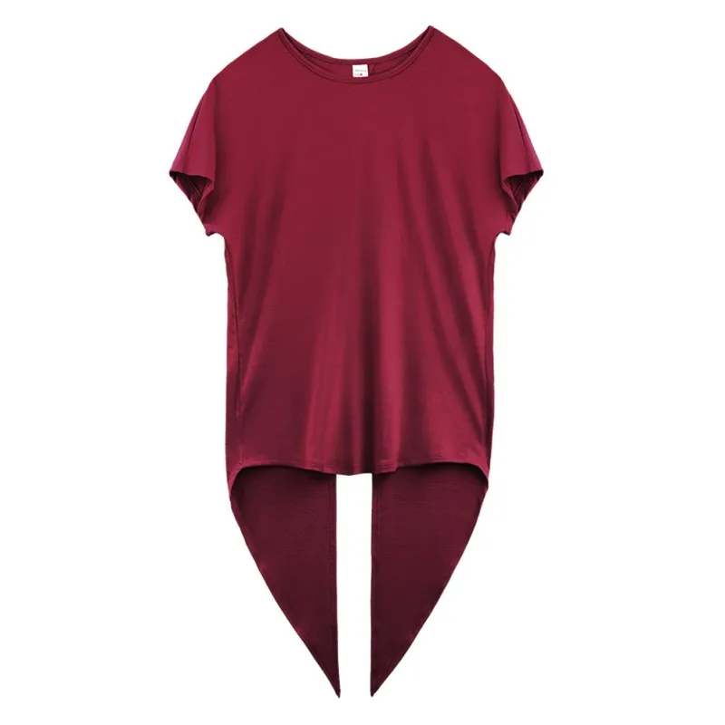 

Women Round Collar Summer Solid Color Irregular Short Sleeve Casual Simple Wild T-Shirt