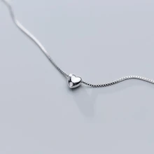 MloveAcc Tiny Smooth Heart Pendant Necklace 925 Sterling Silver Box Chain Necklaces for Women Jewelry