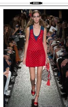 YSD021 Women’s Slim sleeveless knitting red color hollow net dresses and free Camisole Bottoming shirt lining/3size