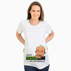 Godier Материнство Топы для беременных женщин с коротким рукавом Беременная футболка с маленькой девочкой Принт футболки смешные