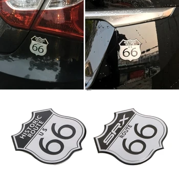 

New 1PC 3D Car Emblem Badge Sticker Decal Metal Route 66 For Cadillac US SRX Ford INY