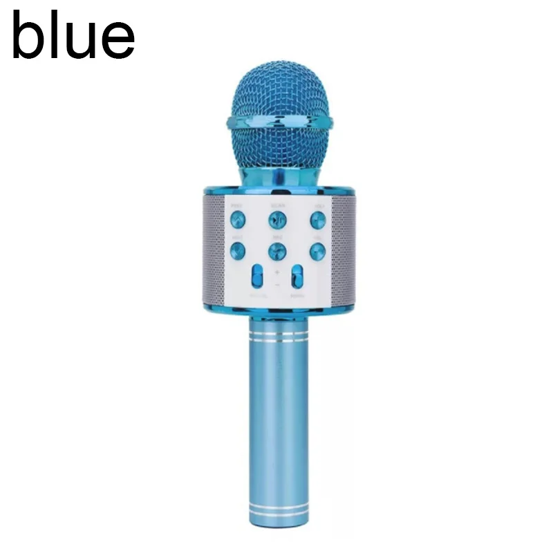 WS-858, беспроводной микрофон, профессиональный конденсаторный микрофон для караоке, Bluetooth, стойка, Радио, микрофон, студия записи, WS858 - Цвет: Синий