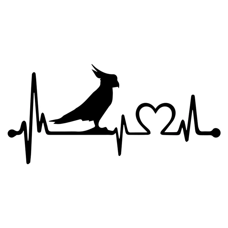 Cunymagos 20.3cm9.5cm Parrot Cockatoo Bird Heartbeat Lifeline Car Sticker Car Styling  (3)