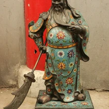 USPS в США S1764 3" Народной Китайской Перегородчатой Фиолетовый Бронзовый Воин GuanGong Гуань Юй Бог Статуя