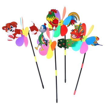

1 Pcs Cartoon Animal Colorful Windmill Sequins Windmill Wind Up Toys Spinner Home Garden Yard Decor